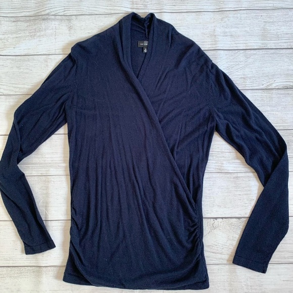 The Limited Navy Blue Long Sleeve Wrap Sweater in Size M - Picture 2 of 8